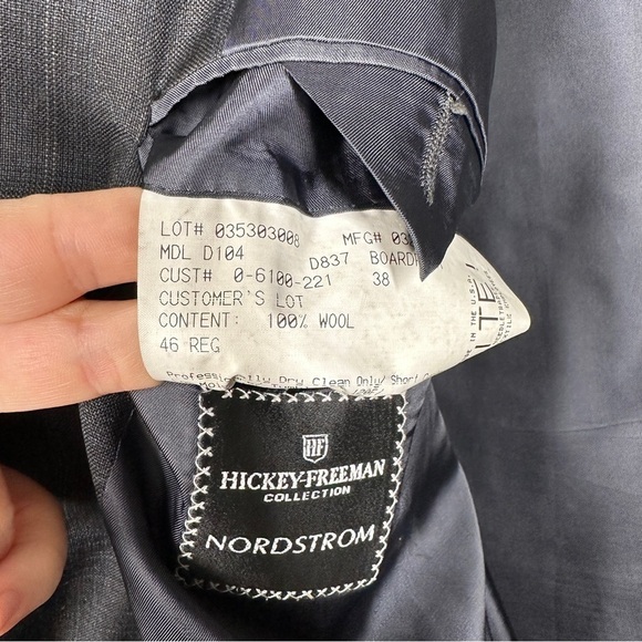 Hickey Freeman Collection Nordstrom Wool Sport Coat Blazer Gray Plaid Size 46R - Picture 6 of 8